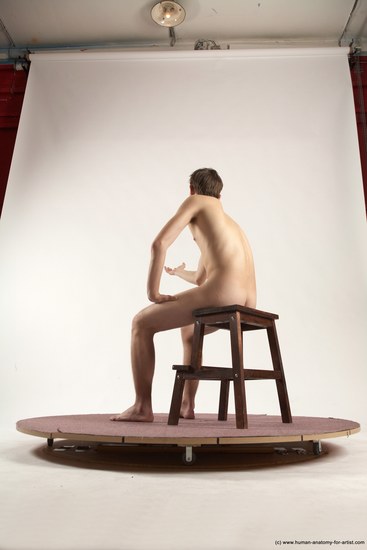 Nude Man White Sitting poses - simple Slim Short Brown Sitting poses - ALL Multi angles poses Realistic