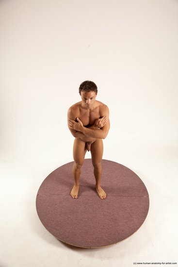 Nude Man White Standing poses - ALL Athletic Short Brown Standing poses - simple Multi angles poses Realistic