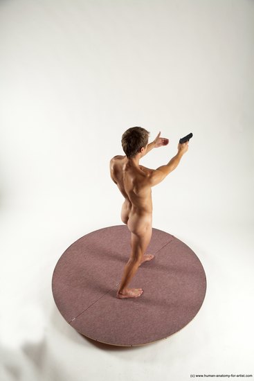 Nude Fighting with gun Man White Standing poses - ALL Athletic Short Brown Standing poses - simple Multi angles poses Realistic