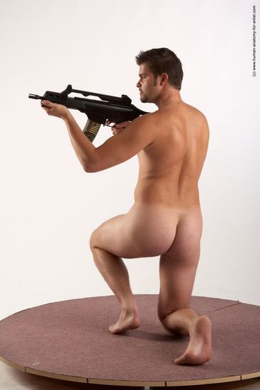 Nude Fighting with submachine gun Man White Kneeling poses - ALL Average Short Brown Kneeling poses - on one knee Realistic