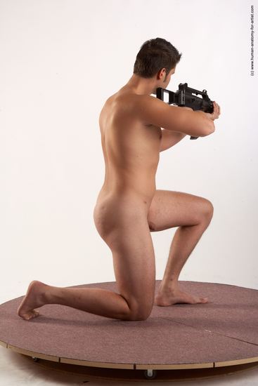 Nude Fighting with submachine gun Man White Kneeling poses - ALL Average Short Brown Kneeling poses - on one knee Realistic