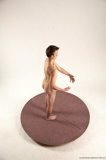 Nude Man White Standing poses - ALL Slim Short Brown Standing poses - simple Multi angles poses Realistic