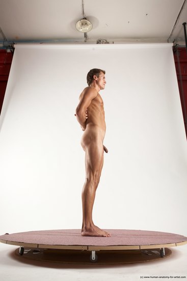 Nude Man White Standing poses - ALL Athletic Short Brown Standing poses - simple Multi angles poses Realistic