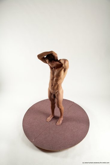 Nude Man White Standing poses - ALL Athletic Short Brown Standing poses - simple Multi angles poses Realistic