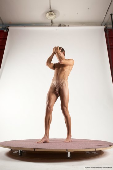 Nude Man White Standing poses - ALL Athletic Short Brown Standing poses - simple Multi angles poses Realistic