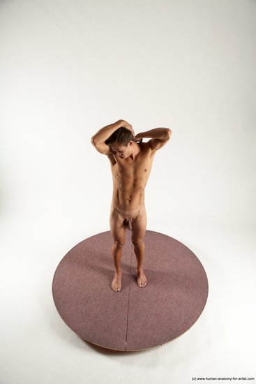 Nude Man White Standing poses - ALL Athletic Short Brown Standing poses - simple Multi angles poses Realistic