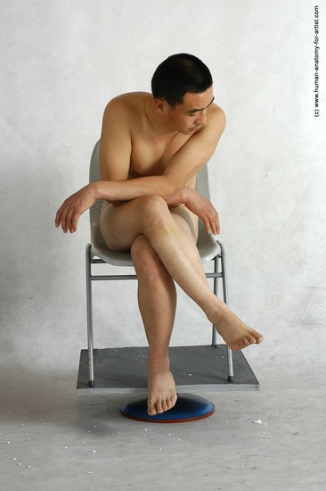 Nude Man Asian Sitting poses - simple Slim Short Black Sitting poses - ALL Realistic