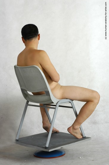 Nude Man Asian Sitting poses - simple Slim Short Black Sitting poses - ALL Realistic