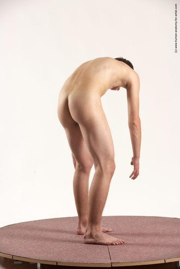 Nude Man White Standing poses - ALL Slim Short Brown Standing poses - bend over Multi angles poses Realistic