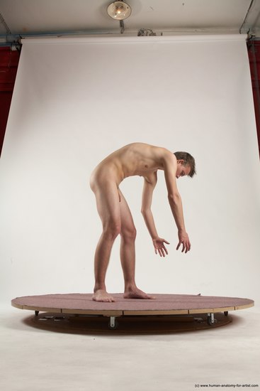 Nude Man White Standing poses - ALL Slim Short Brown Standing poses - bend over Multi angles poses Realistic