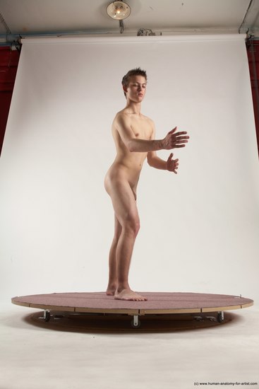 Nude Man White Standing poses - ALL Slim Short Brown Standing poses - simple Multi angles poses Realistic