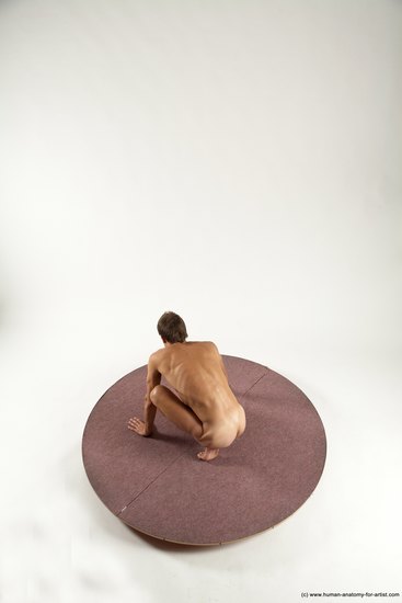 Nude Man White Kneeling poses - ALL Athletic Short Brown Kneeling poses - on one knee Multi angles poses Realistic