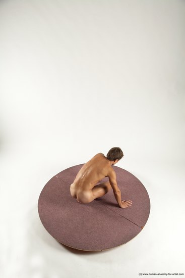 Nude Man White Kneeling poses - ALL Athletic Short Brown Kneeling poses - on one knee Multi angles poses Realistic