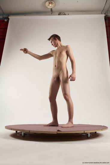 Nude Man White Standing poses - ALL Slim Short Brown Standing poses - simple Multi angles poses Realistic