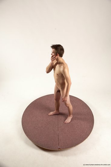 Nude Man White Standing poses - ALL Slim Short Brown Standing poses - simple Multi angles poses Realistic