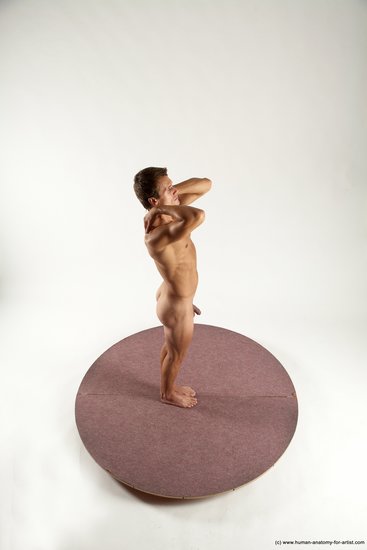 Nude Man White Standing poses - ALL Athletic Short Brown Standing poses - simple Multi angles poses Realistic