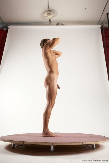 Nude Man White Standing poses - ALL Athletic Short Brown Standing poses - simple Multi angles poses Realistic