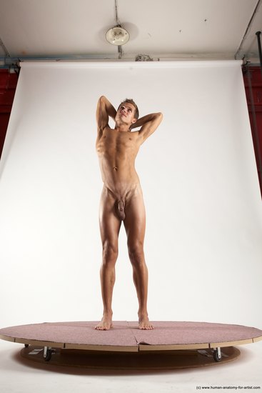 Nude Man White Standing poses - ALL Athletic Short Brown Standing poses - simple Multi angles poses Realistic