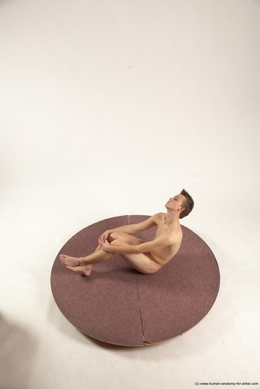 Nude Man White Sitting poses - simple Slim Short Brown Sitting poses - ALL Multi angles poses Realistic