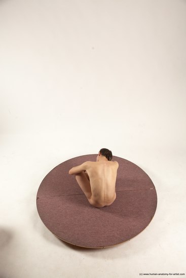 Nude Man White Sitting poses - simple Slim Short Brown Sitting poses - ALL Multi angles poses Realistic