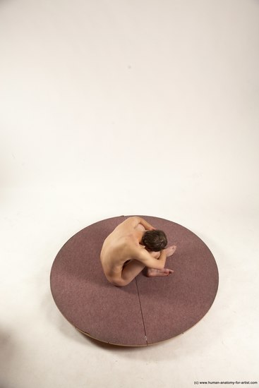 Nude Man White Sitting poses - simple Slim Short Brown Sitting poses - ALL Multi angles poses Realistic