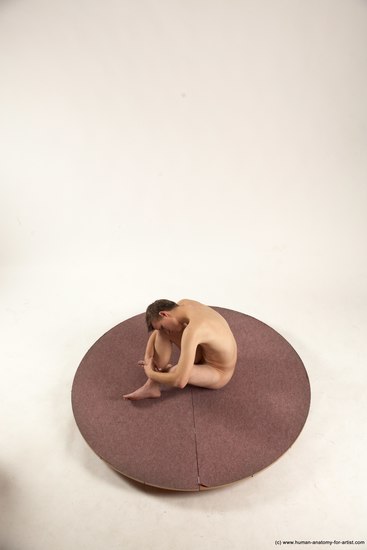 Nude Man White Sitting poses - simple Slim Short Brown Sitting poses - ALL Multi angles poses Realistic