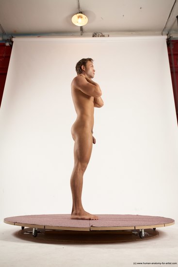 Nude Man White Standing poses - ALL Athletic Short Brown Standing poses - simple Multi angles poses Realistic