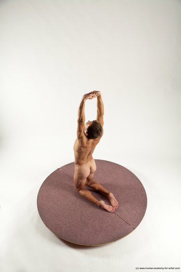 Nude Man White Kneeling poses - ALL Athletic Short Brown Kneeling poses - on both knees Multi angles poses Realistic