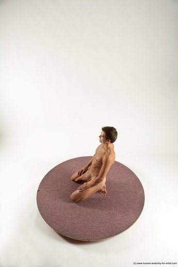 Nude Man White Athletic Short Brown Sitting poses - ALL Sitting poses - on knees Multi angles poses Realistic