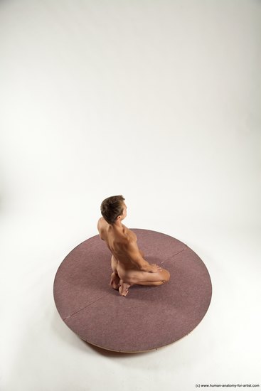 Nude Man White Athletic Short Brown Sitting poses - ALL Sitting poses - on knees Multi angles poses Realistic