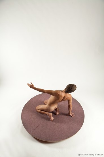 Nude Man White Athletic Short Brown Sitting poses - ALL Sitting poses - on knees Multi angles poses Realistic