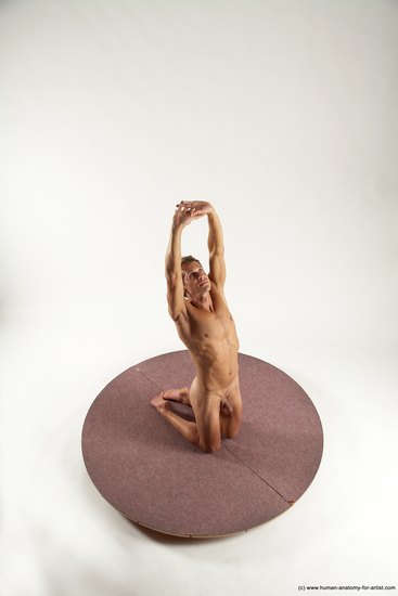 Nude Man White Kneeling poses - ALL Athletic Short Brown Kneeling poses - on both knees Multi angles poses Realistic