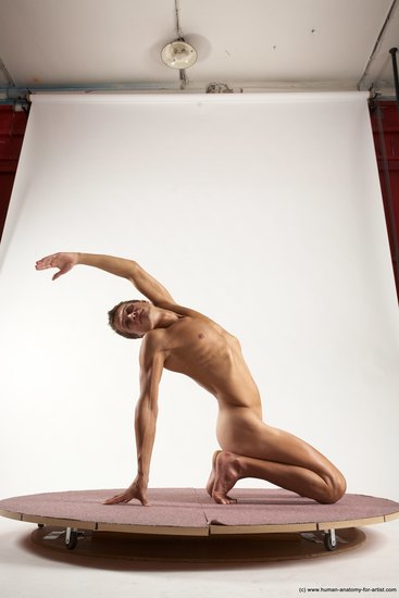 Nude Man White Athletic Short Brown Sitting poses - ALL Sitting poses - on knees Multi angles poses Realistic