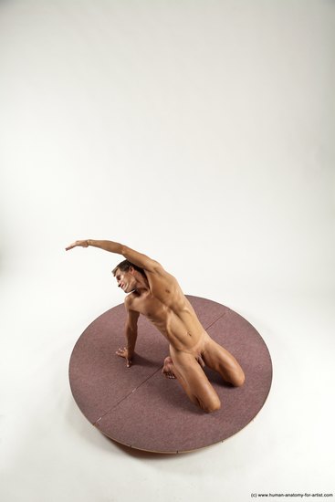 Nude Man White Athletic Short Brown Sitting poses - ALL Sitting poses - on knees Multi angles poses Realistic