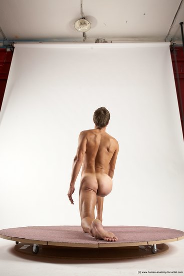 Nude Man White Kneeling poses - ALL Athletic Short Brown Kneeling poses - on both knees Multi angles poses Realistic