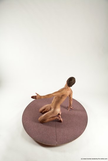 Nude Man White Athletic Short Brown Sitting poses - ALL Sitting poses - on knees Multi angles poses Realistic