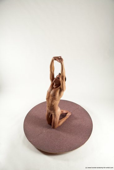 Nude Man White Kneeling poses - ALL Athletic Short Brown Kneeling poses - on both knees Multi angles poses Realistic