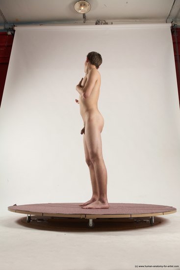 Nude Man White Standing poses - ALL Slim Short Brown Standing poses - simple Multi angles poses Realistic