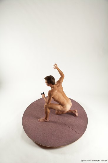 Nude Fighting with gun Man White Kneeling poses - ALL Athletic Short Brown Kneeling poses - on one knee Multi angles poses Realistic