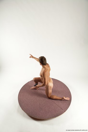 Nude Fighting with gun Man White Kneeling poses - ALL Athletic Short Brown Kneeling poses - on one knee Multi angles poses Realistic