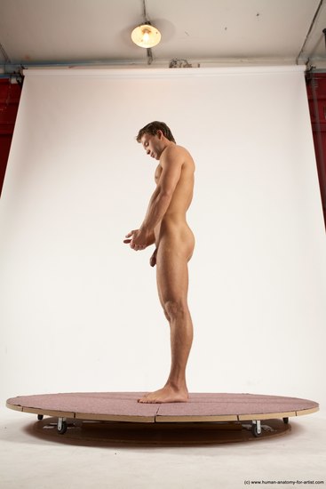 Nude Man White Standing poses - ALL Athletic Short Brown Standing poses - simple Multi angles poses Realistic