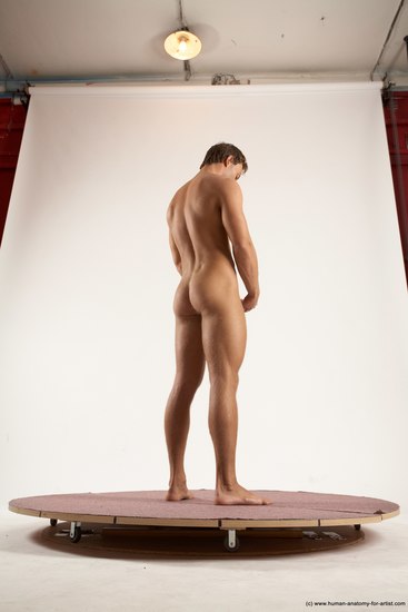 Nude Man White Standing poses - ALL Athletic Short Brown Standing poses - simple Multi angles poses Realistic