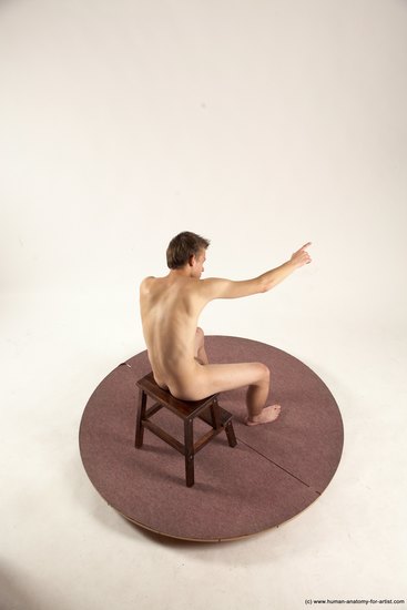 Nude Man White Sitting poses - simple Slim Short Brown Sitting poses - ALL Multi angles poses Realistic