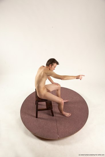 Nude Man White Sitting poses - simple Slim Short Brown Sitting poses - ALL Multi angles poses Realistic