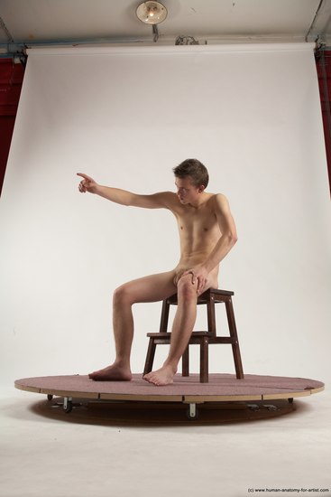 Nude Man White Sitting poses - simple Slim Short Brown Sitting poses - ALL Multi angles poses Realistic