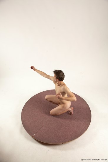 Nude Man White Kneeling poses - ALL Slim Short Brown Kneeling poses - on one knee Multi angles poses Realistic