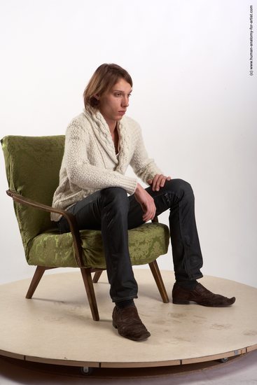 Casual Man White Sitting poses - simple Underweight Medium Brown Sitting poses - ALL Academic