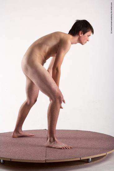 Nude Man White Standing poses - ALL Slim Short Brown Standing poses - simple Realistic