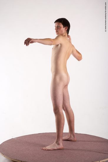 Nude Man White Standing poses - ALL Slim Short Brown Standing poses - simple Realistic