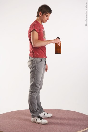 Casual Holding Man White Standing poses - ALL Slim Short Brown Standing poses - simple Academic